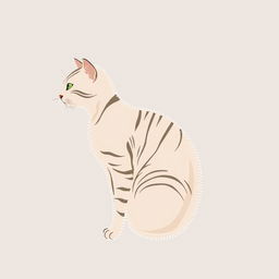 A side profile illustration of a cat, elegantly drawn in a dot style