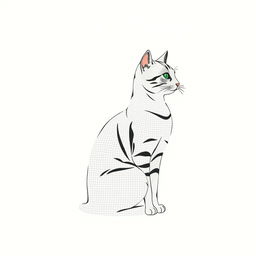 A side profile illustration of a cat, elegantly drawn in a dot style