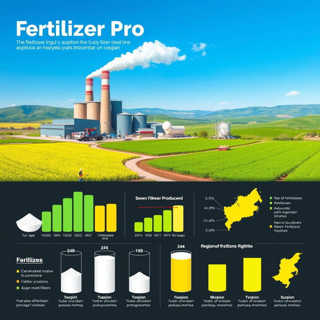 A detailed infographic depicting the fertilizer production industry in Russia