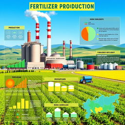 A detailed infographic depicting the fertilizer production industry in Russia
