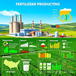A detailed infographic depicting the fertilizer production industry in Russia