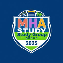 A logo design for a school friend group called 'MHA Study Group 2025'