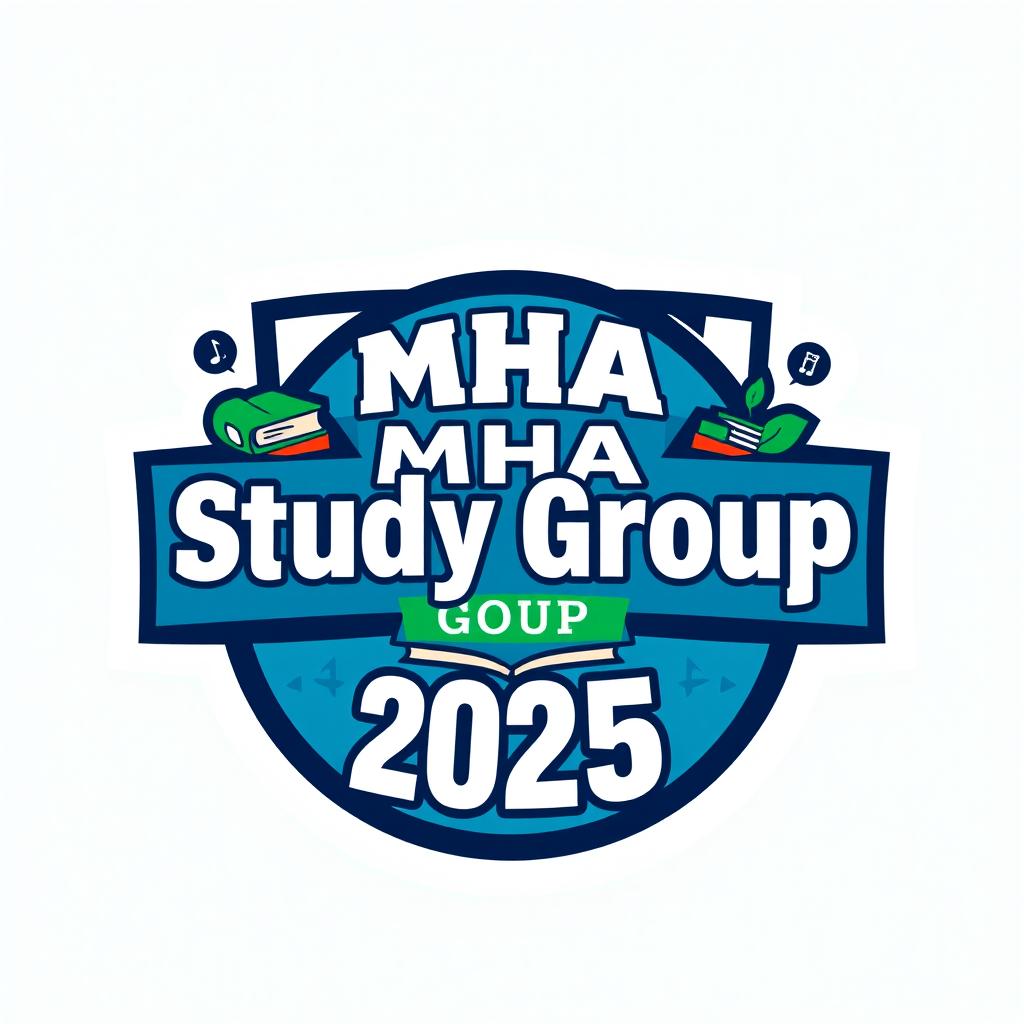 A logo design for a school friend group called 'MHA Study Group 2025'