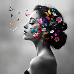 A serene side profile of a woman with her eyes closed, exuding a sense of peace and tranquility