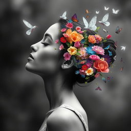 A serene side profile of a woman with her eyes closed, exuding a sense of peace and tranquility