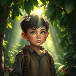 A young adventurer, the child of Pak Bidin, a renowned hunter in a vibrant village