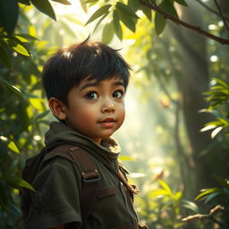 A young adventurer, the child of Pak Bidin, a renowned hunter in a vibrant village