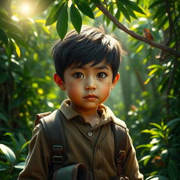 A young adventurer, the child of Pak Bidin, a renowned hunter in a vibrant village