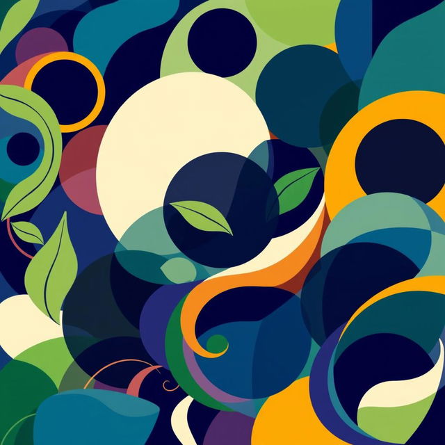 A collection of intertwined 2D geometric and organic shapes, blending fluid curves with rigid angles