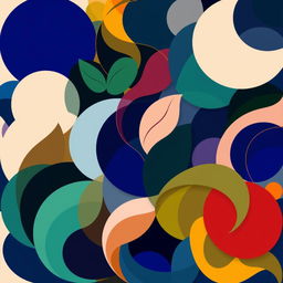 A collection of intertwined 2D geometric and organic shapes, blending fluid curves with rigid angles