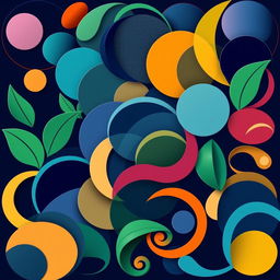 A collection of intertwined 2D geometric and organic shapes, blending fluid curves with rigid angles