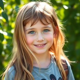 A captivating portrait of a young boy with long, flowing hair that falls gracefully around his shoulders
