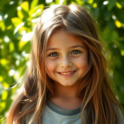 A captivating portrait of a young boy with long, flowing hair that falls gracefully around his shoulders
