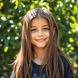 A captivating portrait of a young boy with long, flowing hair that falls gracefully around his shoulders