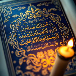 A beautifully illuminated manuscript page featuring the verse from the Quran: "إِنَّمَا أَمْرُهُ إِذَا أَرَادَ شَیئًا أَنْ یقُولَ لَهُ کنْ فَیکونُ" surrounded by intricate arabesques and floral designs