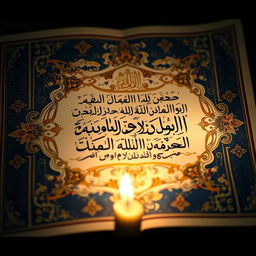 A beautifully illuminated manuscript page featuring the verse from the Quran: "إِنَّمَا أَمْرُهُ إِذَا أَرَادَ شَیئًا أَنْ یقُولَ لَهُ کنْ فَیکونُ" surrounded by intricate arabesques and floral designs