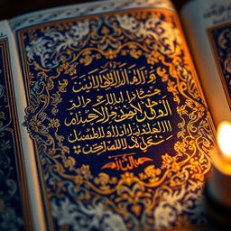 A beautifully illuminated manuscript page featuring the verse from the Quran: "إِنَّمَا أَمْرُهُ إِذَا أَرَادَ شَیئًا أَنْ یقُولَ لَهُ کنْ فَیکونُ" surrounded by intricate arabesques and floral designs