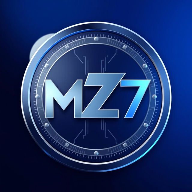 A sleek and modern digital currency icon featuring the MZ7 logo prominently displayed in the center