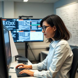 A woman working as an AI Research Scientist in a modern lab environment