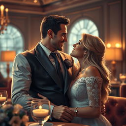 Imaginative depiction of a romantic scene between a famous football player and his partner, set in an elegant and luxurious environment