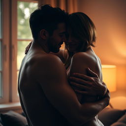 A sensual and intimate scene between two adults, exploring their passion for each other