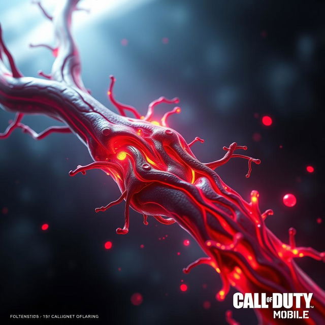 A futuristic, sleek depiction of an artery inspired by the aesthetic themes of Call of Duty Mobile (CODM)