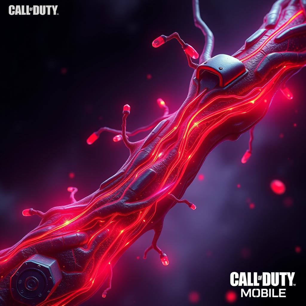 A futuristic, sleek depiction of an artery inspired by the aesthetic themes of Call of Duty Mobile (CODM)
