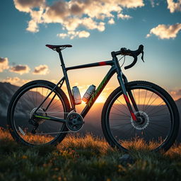 A highly detailed image of a modern racing bike, featuring a sleek aerodynamic design with vivid colors