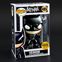 A detailed design of a Venomised Batman Funko Pop figure