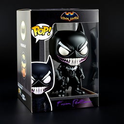 A detailed design of a Venomised Batman Funko Pop figure