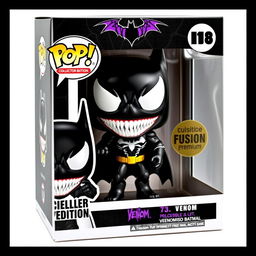 A detailed design of a Venomised Batman Funko Pop figure