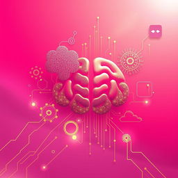 A visually striking representation of cognitive warfare with a palette of pink and gold colors