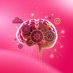 A visually striking representation of cognitive warfare with a palette of pink and gold colors