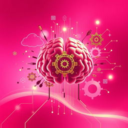 A visually striking representation of cognitive warfare with a palette of pink and gold colors