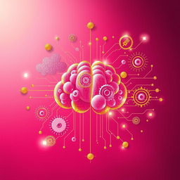 A visually striking representation of cognitive warfare with a palette of pink and gold colors