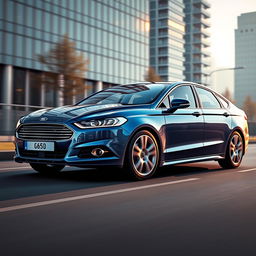 A detailed and realistic depiction of a Ford Mondeo MK2, showcasing its sleek design features including the distinctive front grille, sporty lines, and stylish alloy wheels
