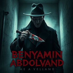 A terrifying scene depicting a dark-skinned man wearing a long black coat and a hat, with a shadowed face that evokes fear and suspense