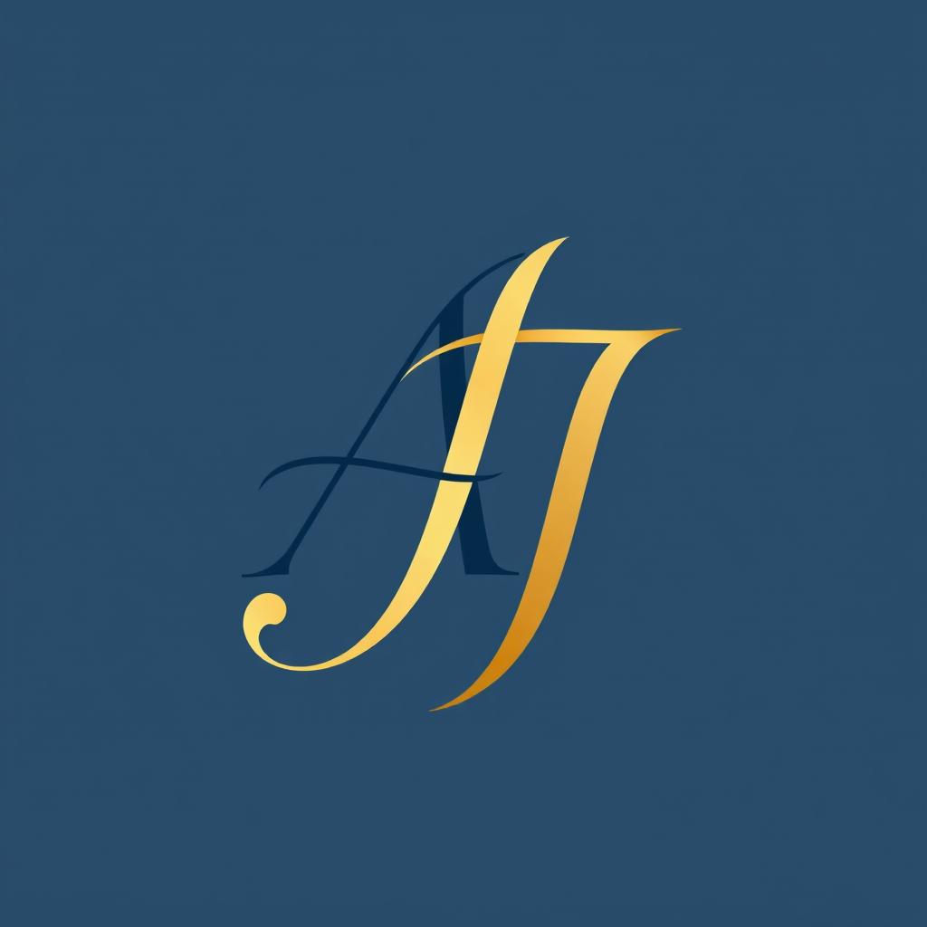 An elegant logo design featuring the initials A and J, creatively intertwined to create a sophisticated and stylish appearance