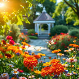 A beautifully composed scene that combines elements from a vibrant and colorful image with a more structured and formal setting from another image