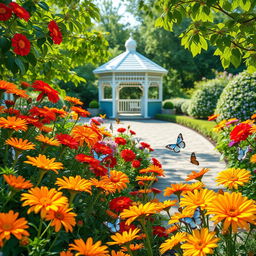 A beautifully composed scene that combines elements from a vibrant and colorful image with a more structured and formal setting from another image