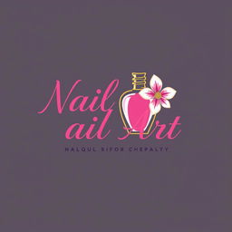 A chic and modern logo design for a nail art supply store, featuring elegant typography with vibrant colors like pink and gold