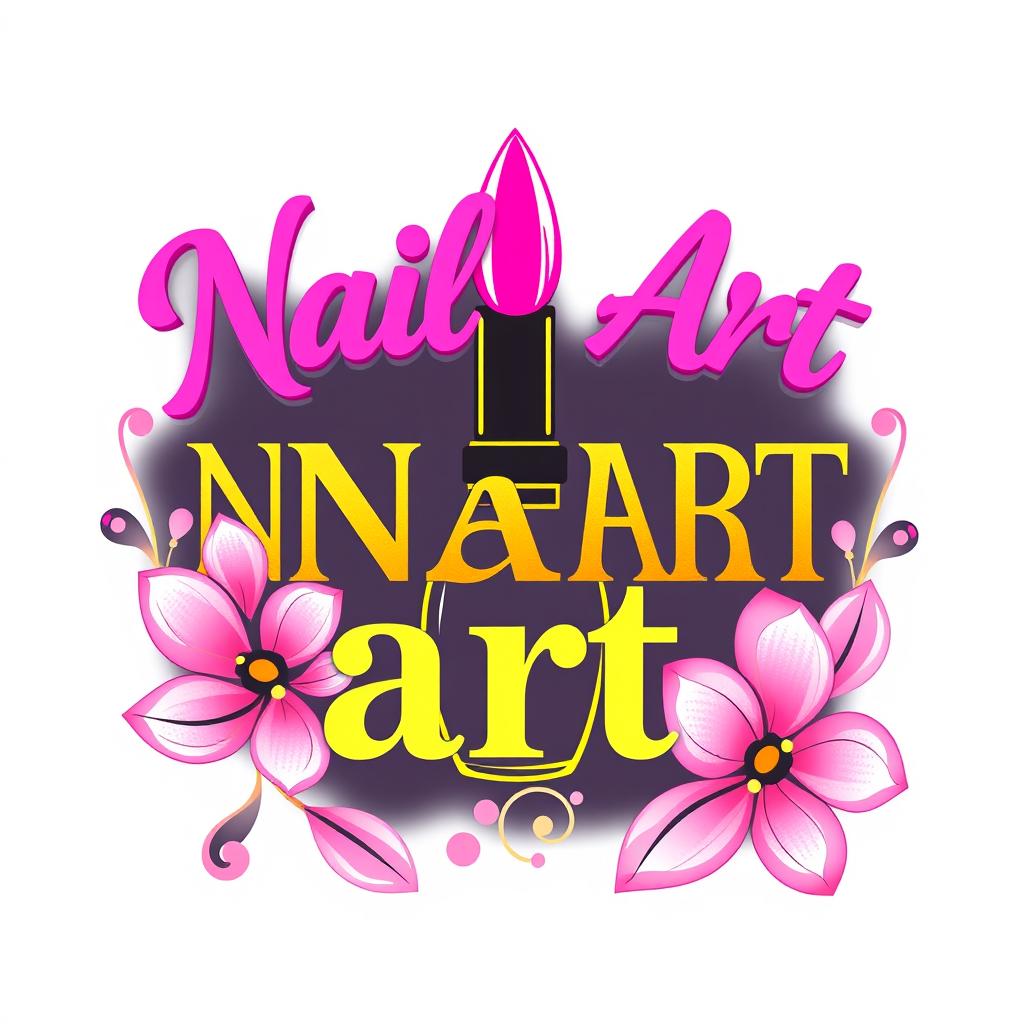 A chic and modern logo design for a nail art supply store, featuring elegant typography with vibrant colors like pink and gold