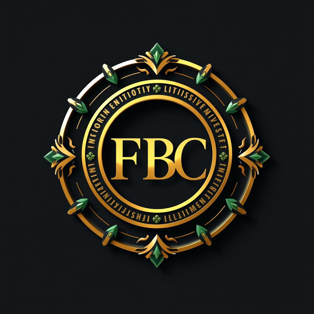 A circular logo design for a money investment company featuring the letters 'FBC' prominently in the center
