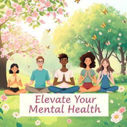 A serene and uplifting illustration representing mental health awareness and improvement