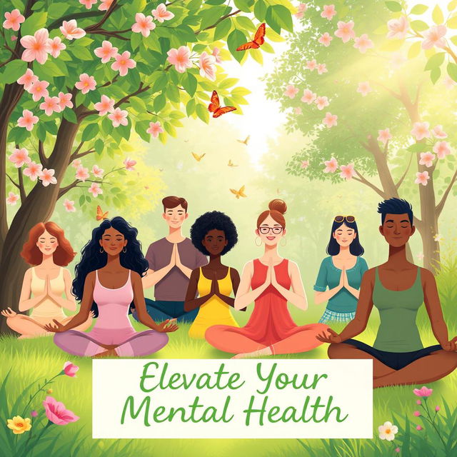 A serene and uplifting illustration representing mental health awareness and improvement
