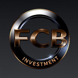 A luxurious and attractive 3D circular logo for an investment company named FCB