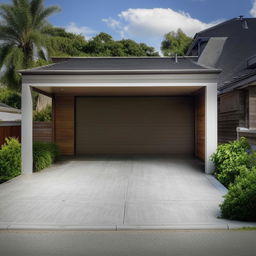 A home with a newly added car parking area, complete with a tidy driveway and a covered parking space for a car.