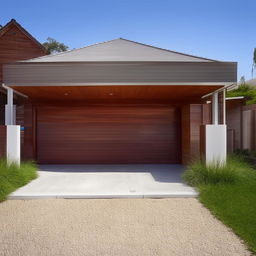 A home with a newly added car parking area, complete with a tidy driveway and a covered parking space for a car.