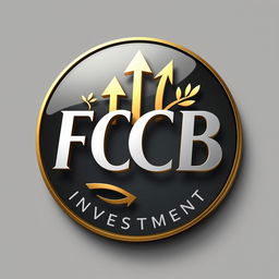A circular logo for an investment company named FCB, featuring realistic 3D effects
