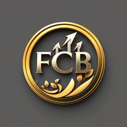 A circular logo for an investment company named FCB, featuring realistic 3D effects